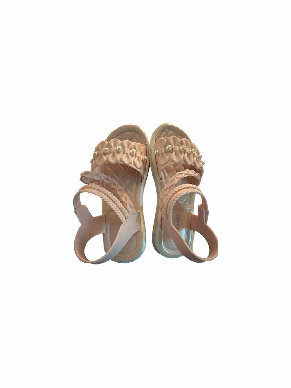 Pink Beaded Braided Girls Sandals